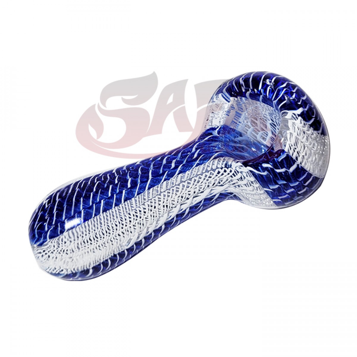 3.5" Glass Spoon Hand Pipe with Two-Tone Cane